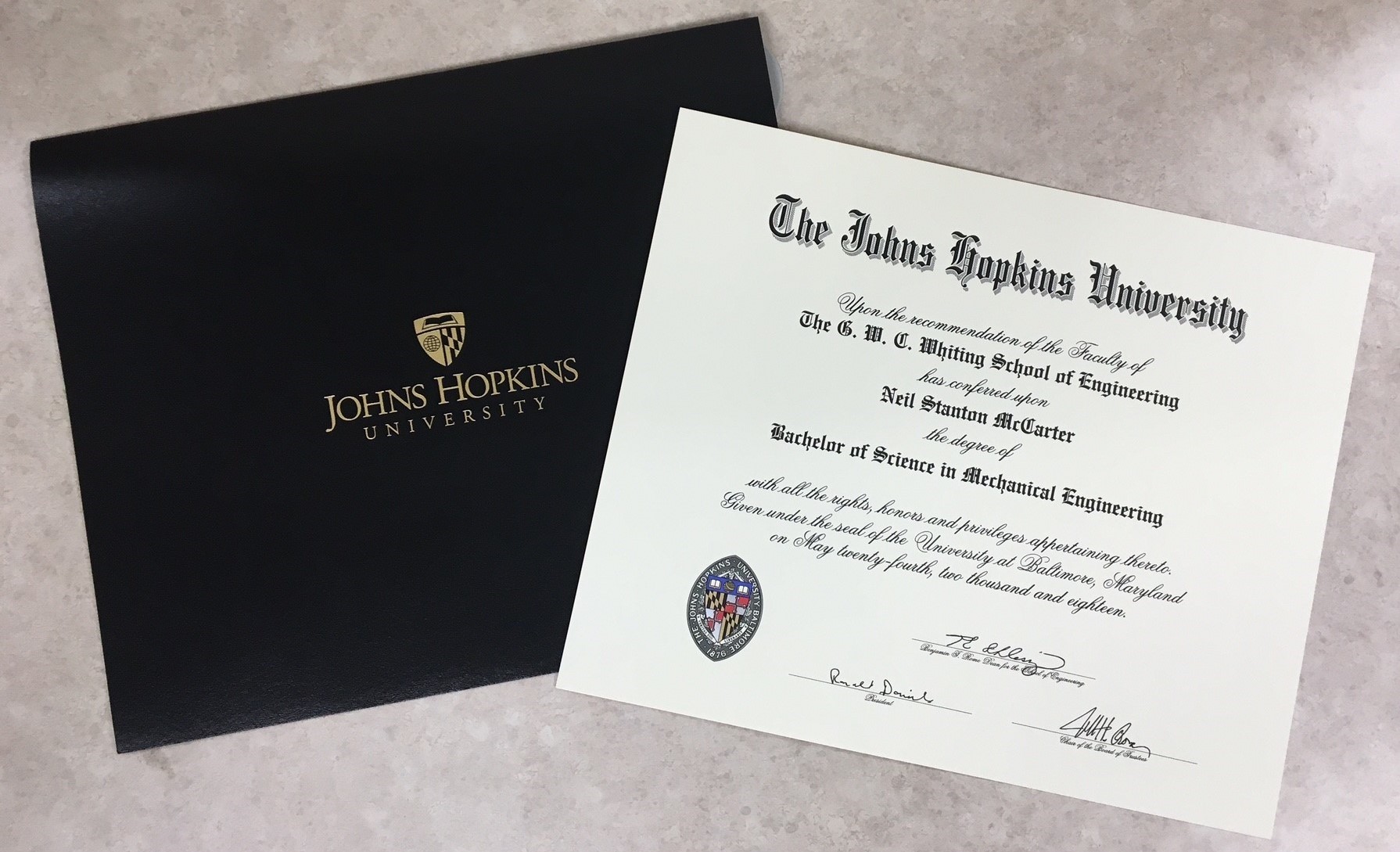diploma and case