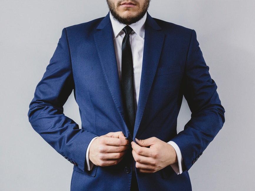 man wearing suit for skype interview