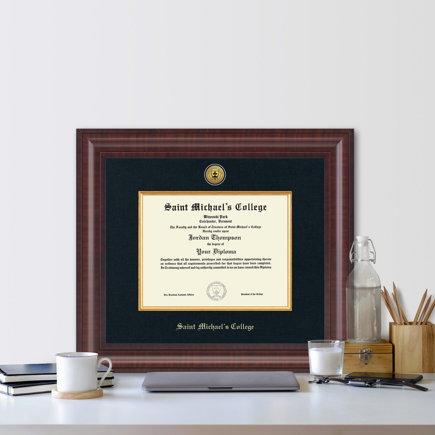 Saint Michael's College Presidential Gold Engraved Diploma Frame in
