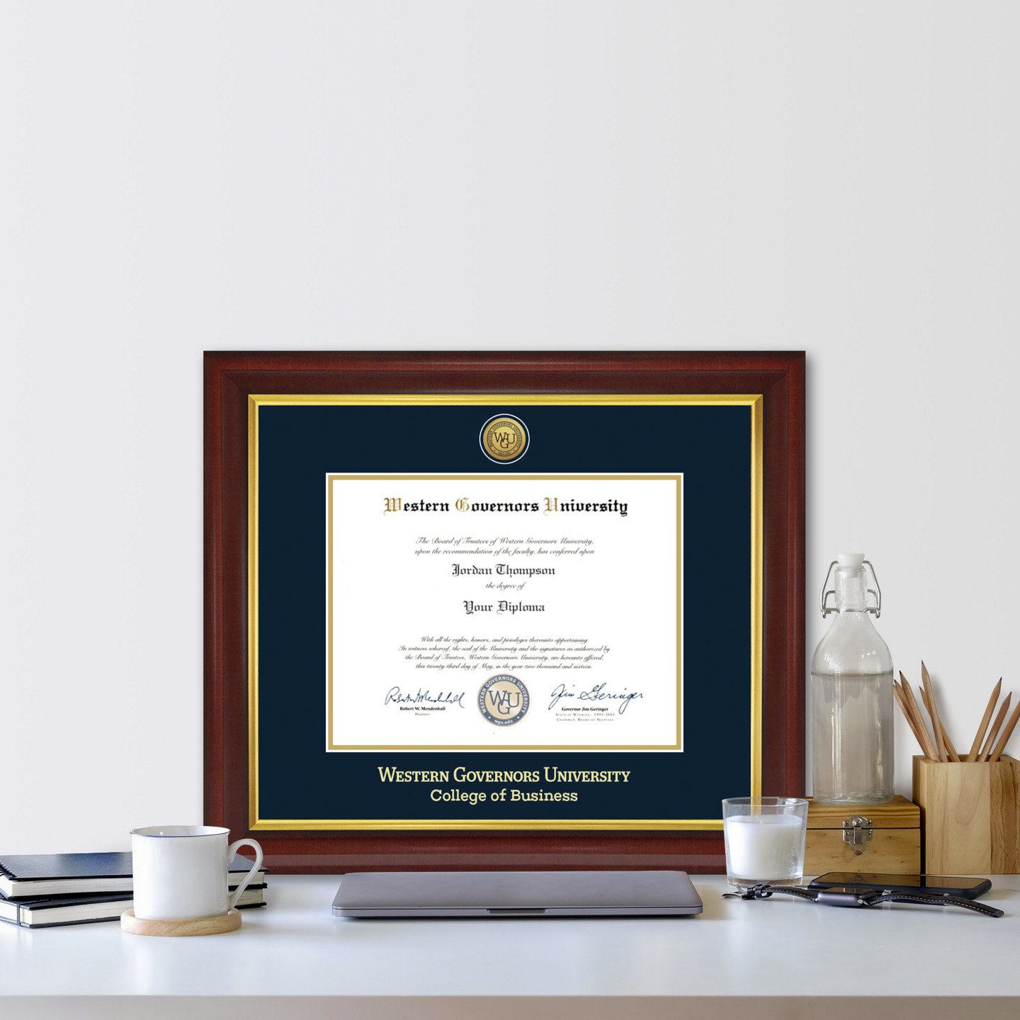 Western Governors University Gold Engraved Medallion Diploma Frame In ...