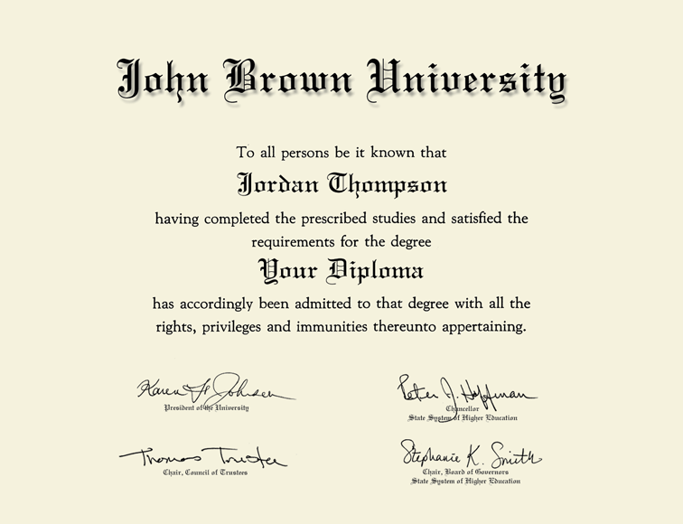 Gold Embossed Diploma Frame in Studio John Brown University - Item