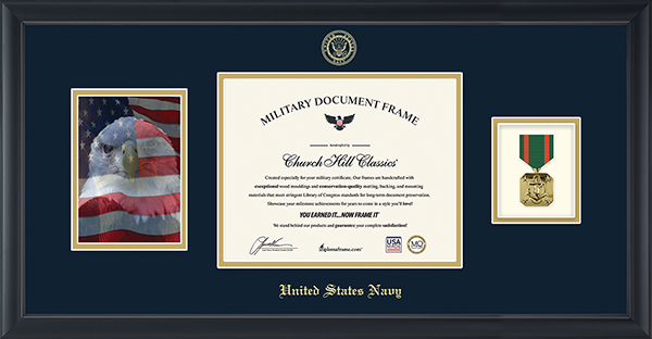 U.S. Navy Photo, Certificate & Medal Frame (Navy) - Navy and Gold