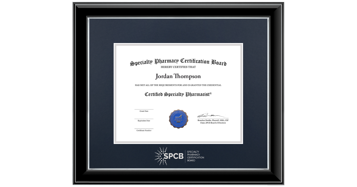 NASP Specialty Pharmacy Certification Board Certificate Frames