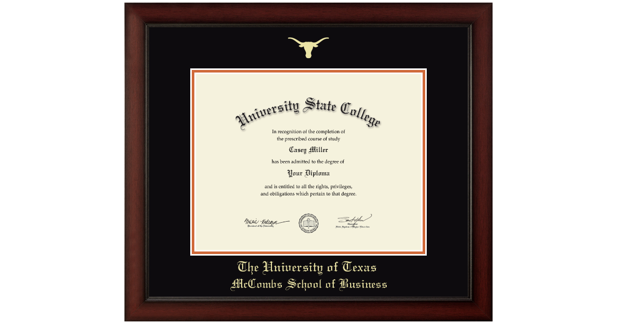 The University of Texas At Austin Gold Embossed Diploma Frame - Cherry ...
