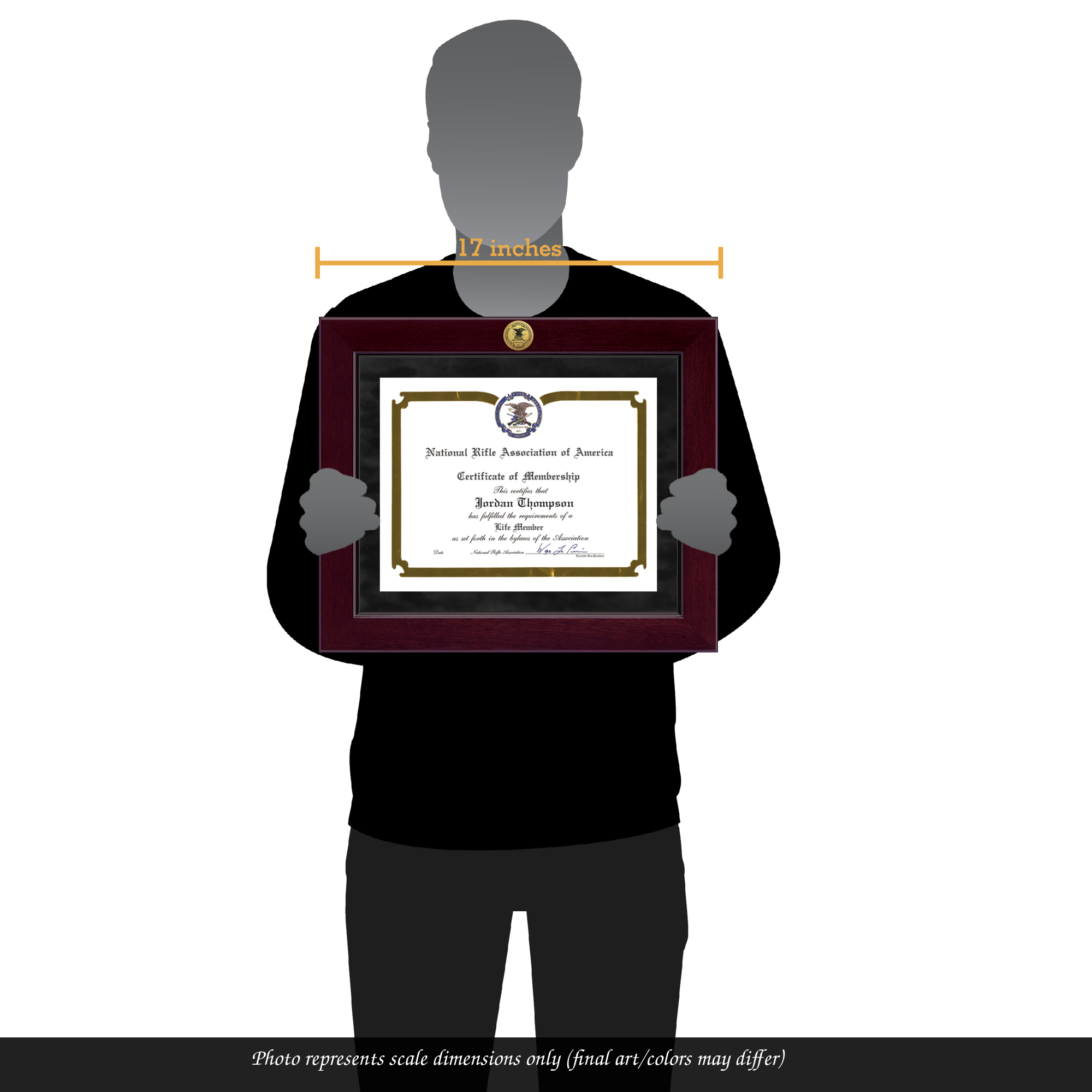 NRA Millennium Gold Engraved Certificate Frame - Black Suede