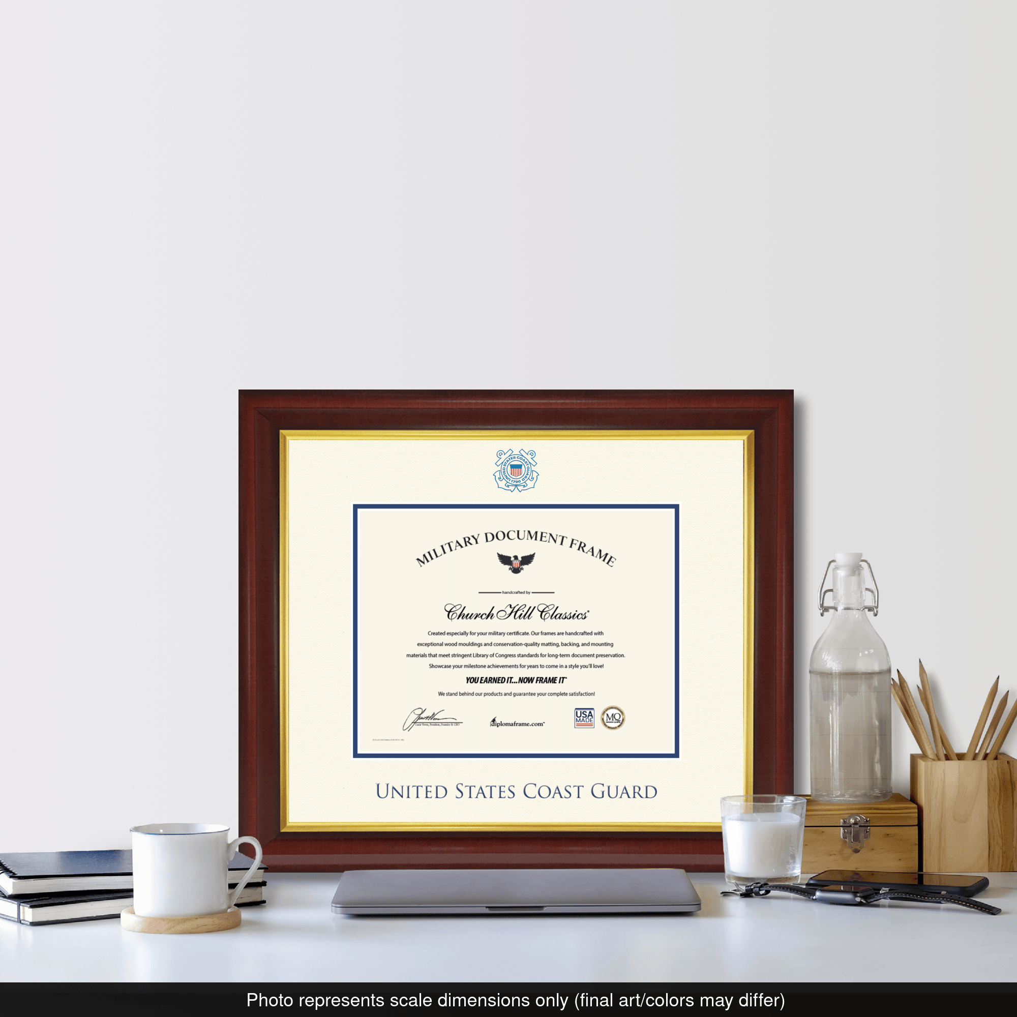 United States Coast Guard フォトフレーム 4x6インチ USCGC Red Oak WLM-689 Framed Coast Guard Ship Display Burgundy