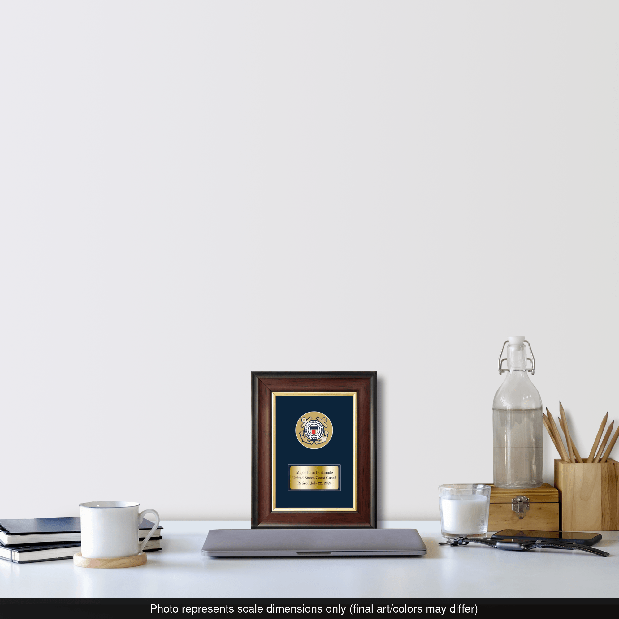 USCG U.S. Coast Guard Service Award Frame - Navy and Gold Matting